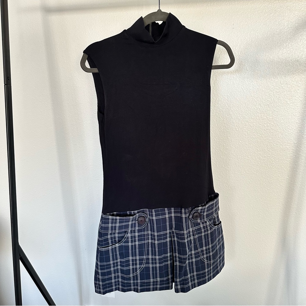 Bailey 44 Black and blue plaid dress